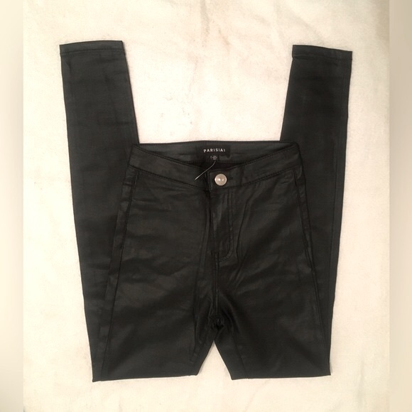 NWOT Black Faux Leather High Waisted Skinny Pants - Picture 6 of 15